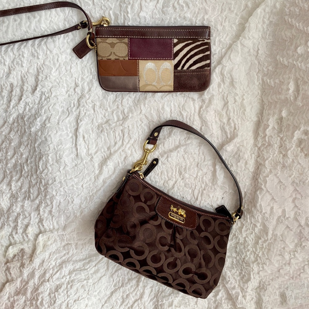 Coach Brown Shoulder Bag & Wristlet (2 pieces)